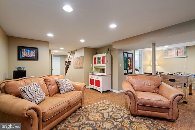 1217 Stafford Ave, Fredericksburg, VA 22401 - living room with recessed lighting, baseboards, and stairway