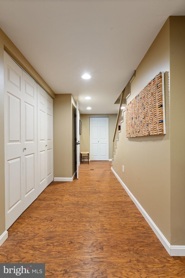 1217 Stafford Ave, Fredericksburg, VA 22401 - hall featuring stairs, recessed lighting, baseboards, and wood finished floors