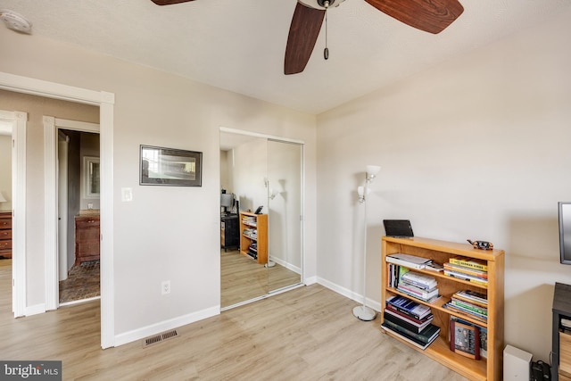 9225 Milnor St, Philadelphia, PA 19114 - interior space featuring baseboards, ceiling fan, wood finished floors, and visible vents