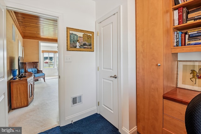 3689 1st Ave, Edgewater, MD 21037 - corridor featuring carpet, baseboards, and wooden ceiling