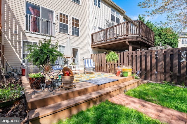 deck featuring fence
