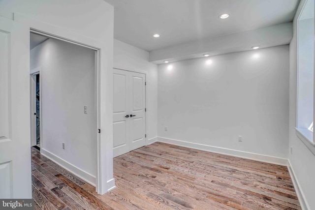 2832 Edgemont St, Philadelphia, PA 19134 - empty room featuring baseboards, wood finished floors, and recessed lighting