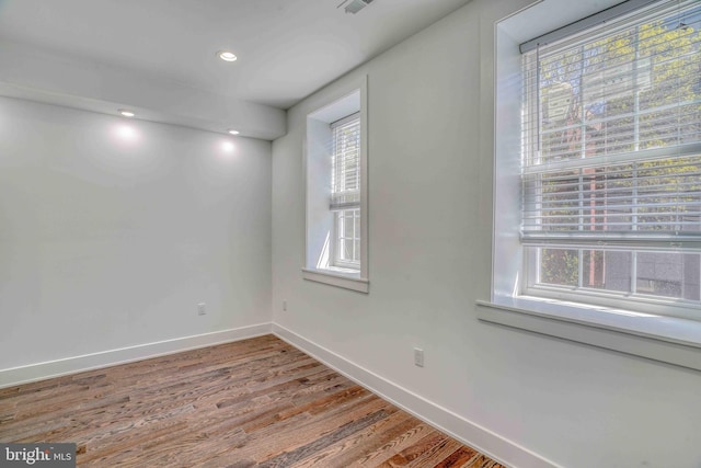 2832 Edgemont St, Philadelphia, PA 19134 - spare room with visible vents, wood finished floors, baseboards, and recessed lighting