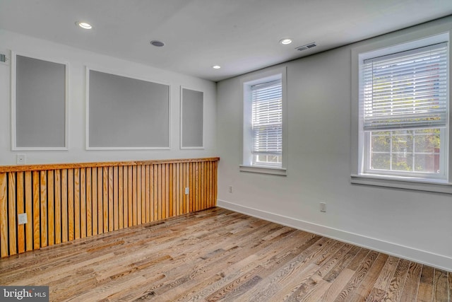 2832 Edgemont St, Philadelphia, PA 19134 - empty room with visible vents, baseboards, wood finished floors, and recessed lighting