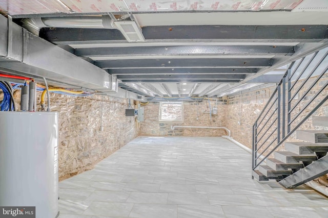 2832 Edgemont St, Philadelphia, PA 19134 - basement featuring water heater and stairway