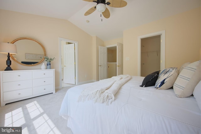 15648 Avocet Loop, Woodbridge, VA 22191 - bedroom with ceiling fan, lofted ceiling, and light carpet