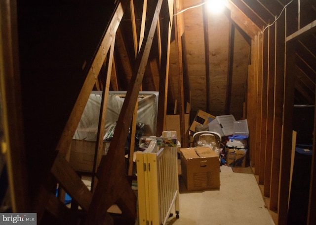 view of unfinished attic