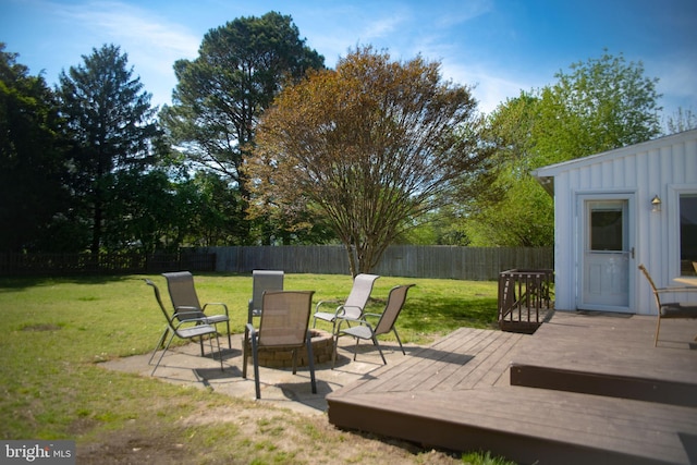 view of patio with a fenced backyard and a deck