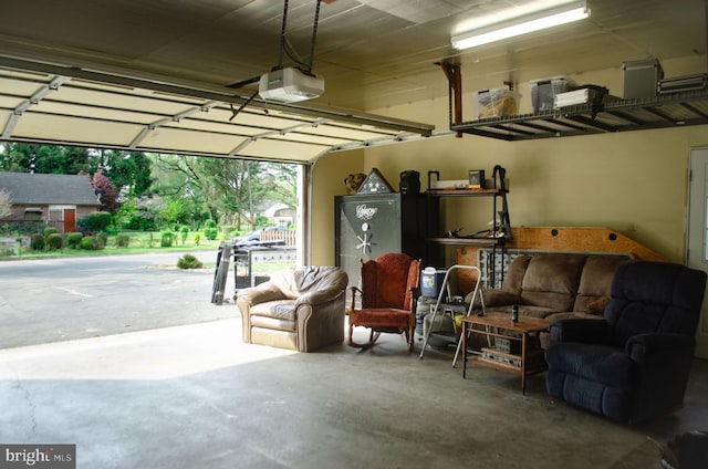 garage with a garage door opener
