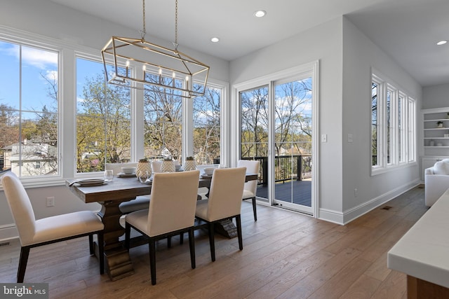 238 N Aberdeen Ave Lot 2, Wayne, PA 19087 - dining space featuring hardwood / wood-style flooring, baseboards, a notable chandelier, and recessed lighting