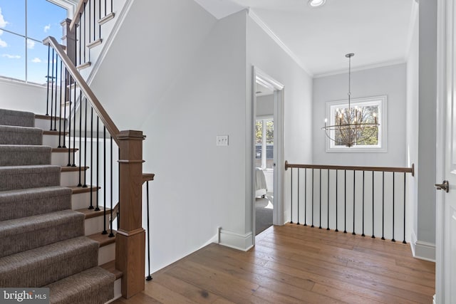 238 N Aberdeen Ave Lot 2, Wayne, PA 19087 - interior space with hardwood / wood-style flooring, a chandelier, baseboards, ornamental molding, and recessed lighting