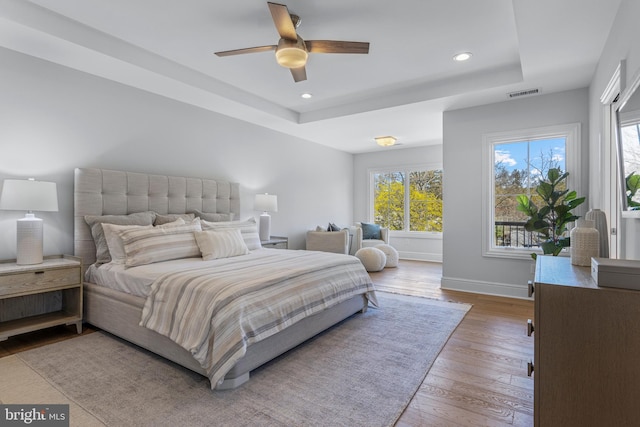 238 N Aberdeen Ave Lot 2, Wayne, PA 19087 - bedroom featuring recessed lighting, a raised ceiling, wood finished floors, visible vents, and baseboards