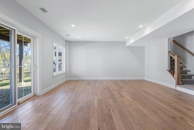 238 N Aberdeen Ave Lot 2, Wayne, PA 19087 - empty room featuring light wood-type flooring, baseboards, recessed lighting, and stairs