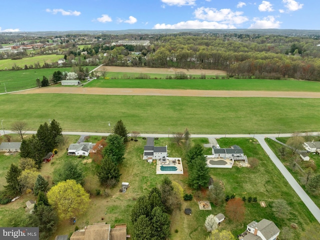 bird's eye view with a rural view