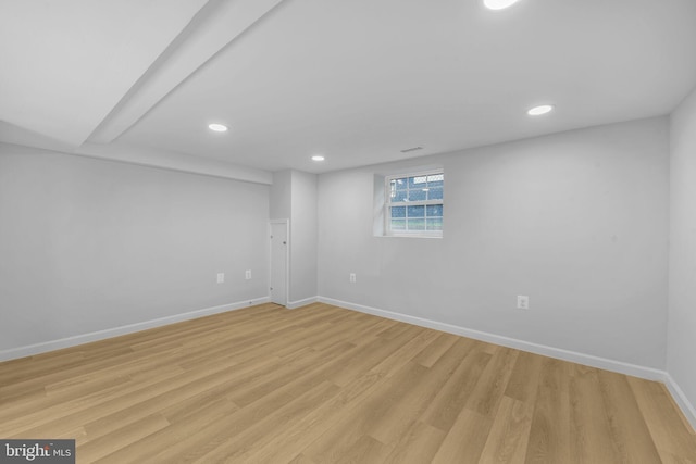 5634 6th St N, Arlington, VA 22205 - below grade area with baseboards, light wood-style flooring, and recessed lighting