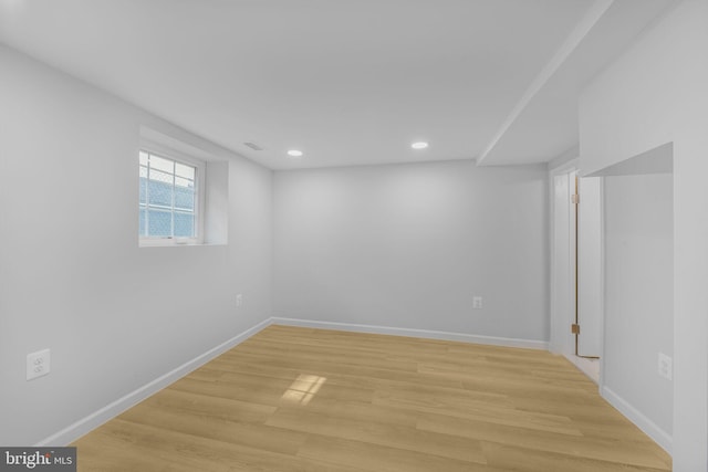 5634 6th St N, Arlington, VA 22205 - basement featuring light wood-type flooring, baseboards, and recessed lighting