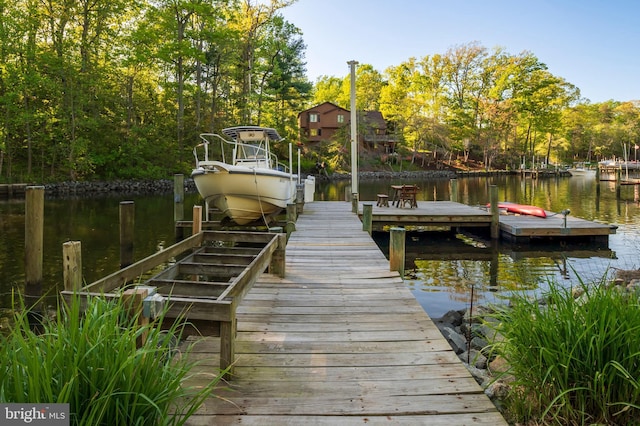 dock area featuring a water view