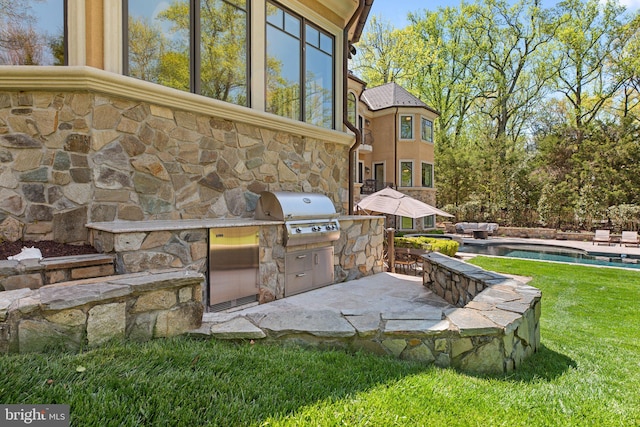840 Childs Point Rd, Annapolis, MD 21401 - view of patio with a grill, an outdoor pool, and area for grilling