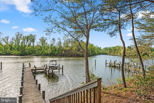 840 Childs Point Rd, Annapolis, MD 21401 - view of dock with a water view and a wooded view