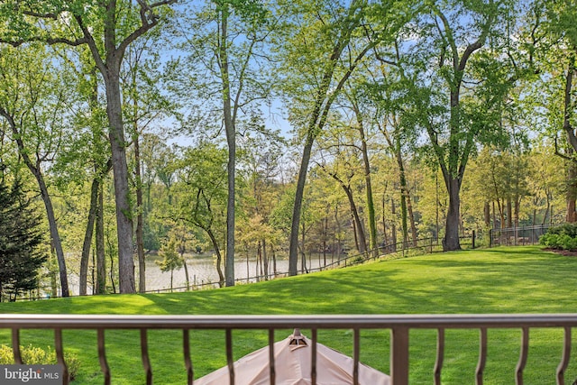 840 Childs Point Rd, Annapolis, MD 21401 - view of yard featuring fence and a deck with water view