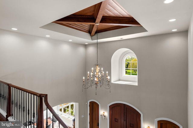 840 Childs Point Rd, Annapolis, MD 21401 - details with recessed lighting, arched walkways, and a chandelier