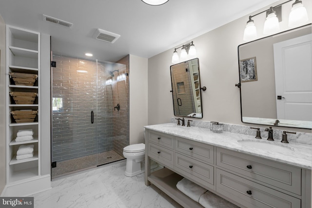840 Childs Point Rd, Annapolis, MD 21401 - bathroom with visible vents, a sink, marble finish floor, and toilet