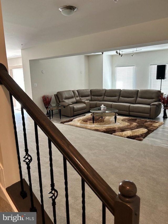 living room with wood finished floors