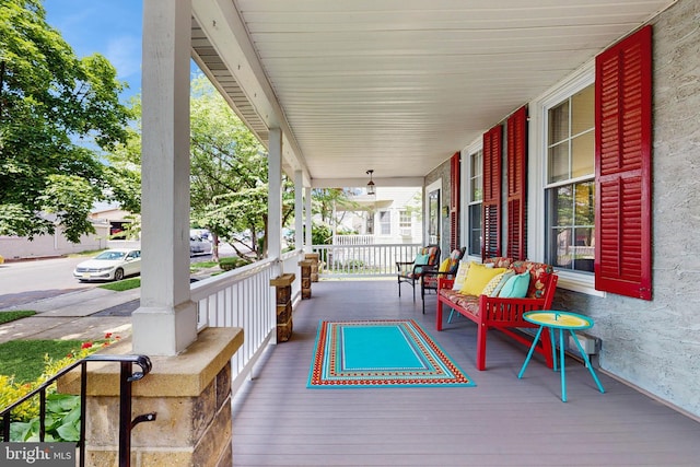 deck with a porch