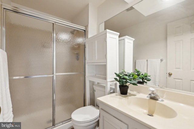 14724 Flower Hill Dr, Centreville, VA 20120 - full bath featuring toilet, vanity, visible vents, and a shower stall