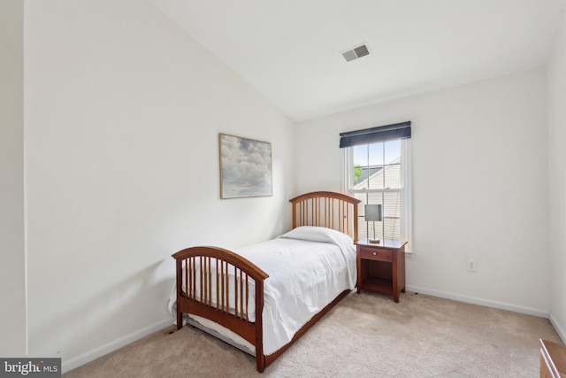 14724 Flower Hill Dr, Centreville, VA 20120 - bedroom with lofted ceiling, light carpet, baseboards, and visible vents