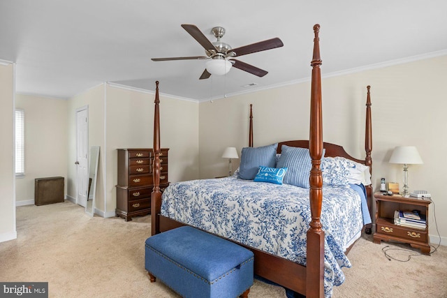 202 Stern Cv, Stafford, VA 22554 - bedroom featuring carpet flooring, ornamental molding, baseboards, and a ceiling fan
