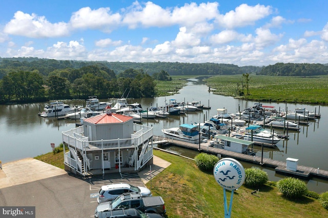 202 Stern Cv, Stafford, VA 22554 - dock featuring a water view and a wooded view