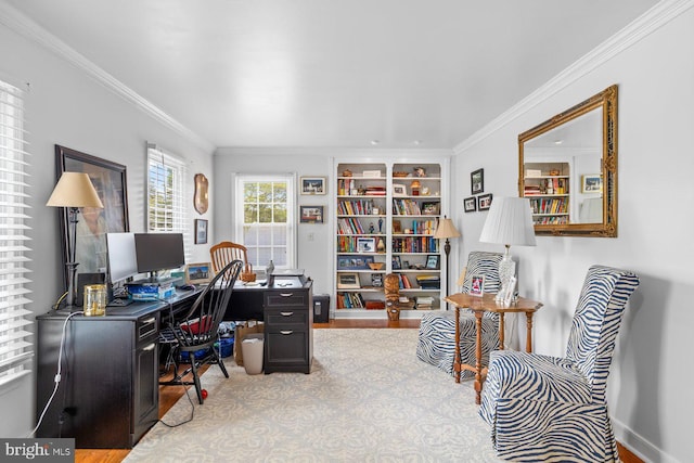 202 Stern Cv, Stafford, VA 22554 - office with ornamental molding, built in features, and baseboards