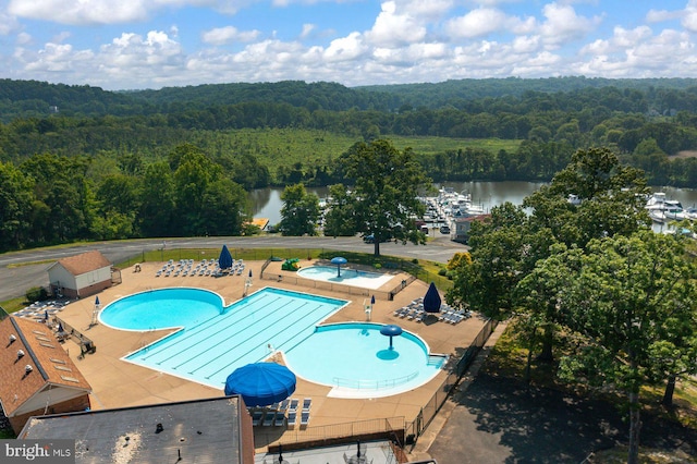 202 Stern Cv, Stafford, VA 22554 - view of pool featuring a view of trees and a water view