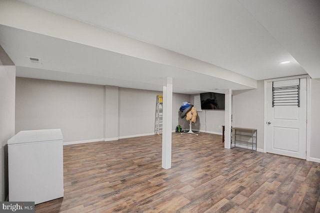23745 Hicks Dr, Leonardtown, MD 20650 - finished below grade area with wood finished floors, baseboards, and recessed lighting