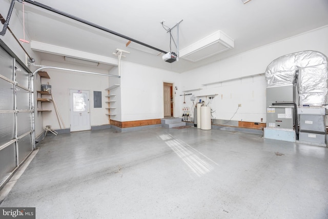garage featuring electric panel and a garage door opener