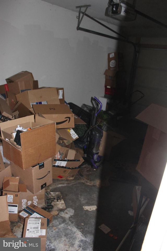 garage with a garage door opener