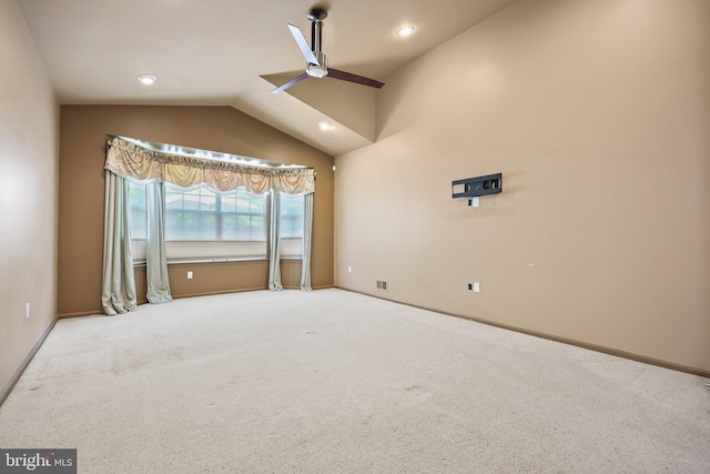 12 Citation Ln, Manalapan, NJ 07726 - empty room with a ceiling fan, vaulted ceiling, carpet flooring, baseboards, and recessed lighting