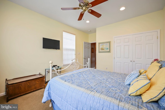 12 Citation Ln, Manalapan, NJ 07726 - carpeted bedroom featuring recessed lighting, a closet, ceiling fan, and baseboards