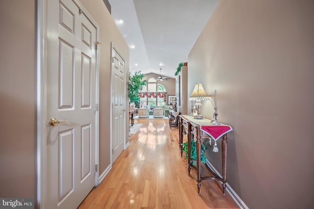 12 Citation Ln, Manalapan, NJ 07726 - corridor with lofted ceiling, light wood-type flooring, recessed lighting, and baseboards