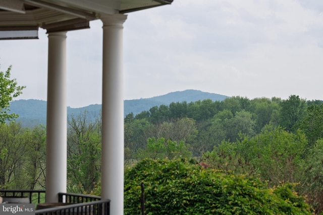view of mountain feature with a view of trees