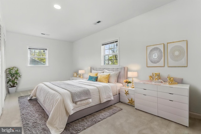 671 Pine Ridge Dr, Front Royal, VA 22630 - bedroom with visible vents, multiple windows, and light carpet