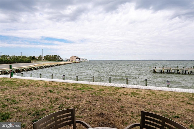 view of water feature featuring a boat dock