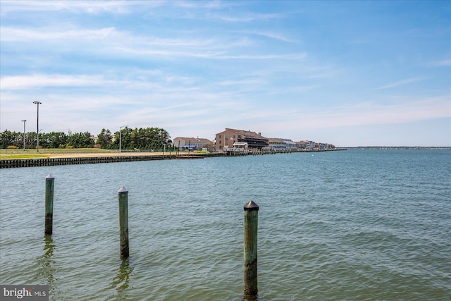 view of dock featuring a water view