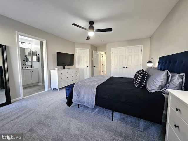 1317 Lowman St, Baltimore, MD 21230 - bedroom featuring ceiling fan, baseboards, light carpet, and ensuite bathroom