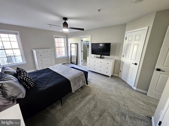 1317 Lowman St, Baltimore, MD 21230 - carpeted bedroom with ceiling fan, connected bathroom, and baseboards
