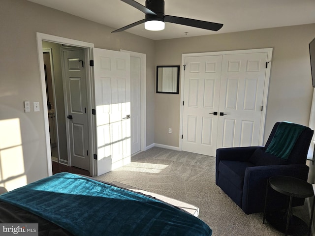 1317 Lowman St, Baltimore, MD 21230 - bedroom featuring a closet, a ceiling fan, carpet floors, and baseboards
