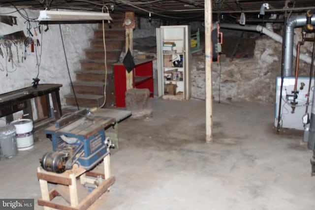 unfinished below grade area with stairs