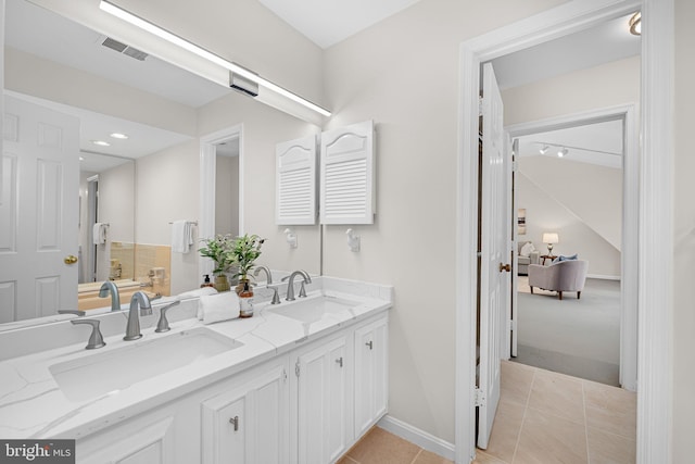 1517 Snughill Ct, Vienna, VA 22182 - full bath featuring double vanity, tile patterned floors, and recessed lighting