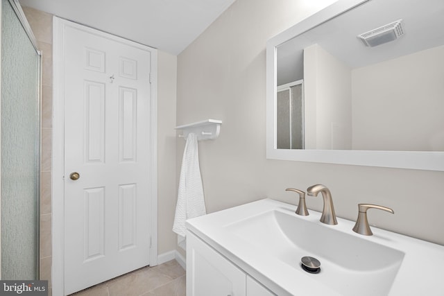 1517 Snughill Ct, Vienna, VA 22182 - bathroom with vanity, an enclosed shower, and tile patterned flooring